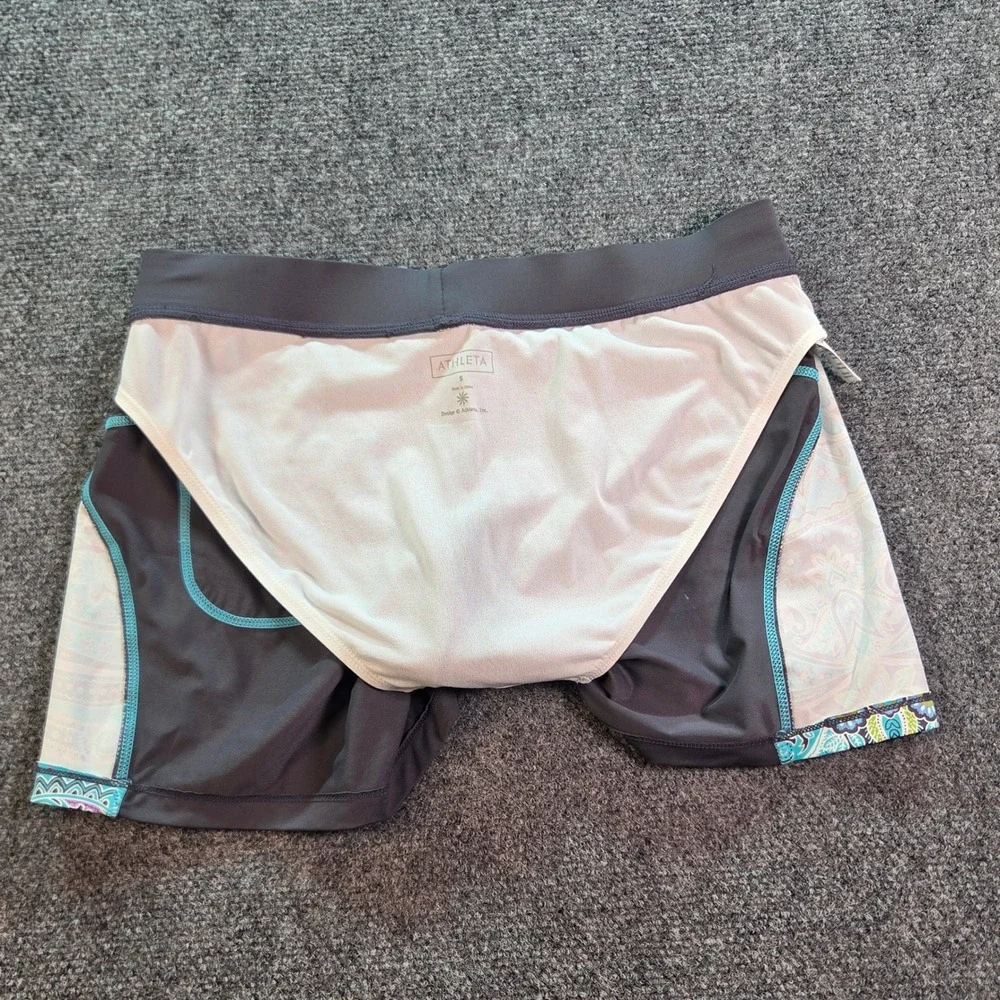 Athleta Swim Shorts Womens Small Grey Paisley Board Shorts Built-in Liner Active